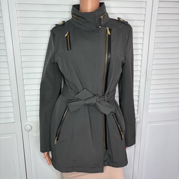 Michael Kors Jackets & Blazers - MICHAEL Michael Kors Belted Softshell Jacket in Dark Charcoal Grey Size Small